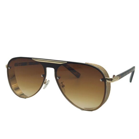 9338 | Tortoise/Brown Aviator Sunglasses with Sparkle Accents - Picture 3 of 5